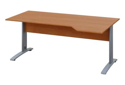 EZK 28 - 184 stůl kancelářský, rohový, pravý, kovová podnož stříbrná, deska 25 mm, široký 1800 mm, olše jantar